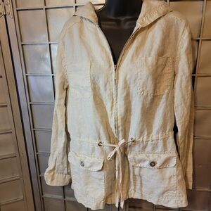 Willi Smith Jacket hoodie. 100% linen. Beige or light tan. Shacket